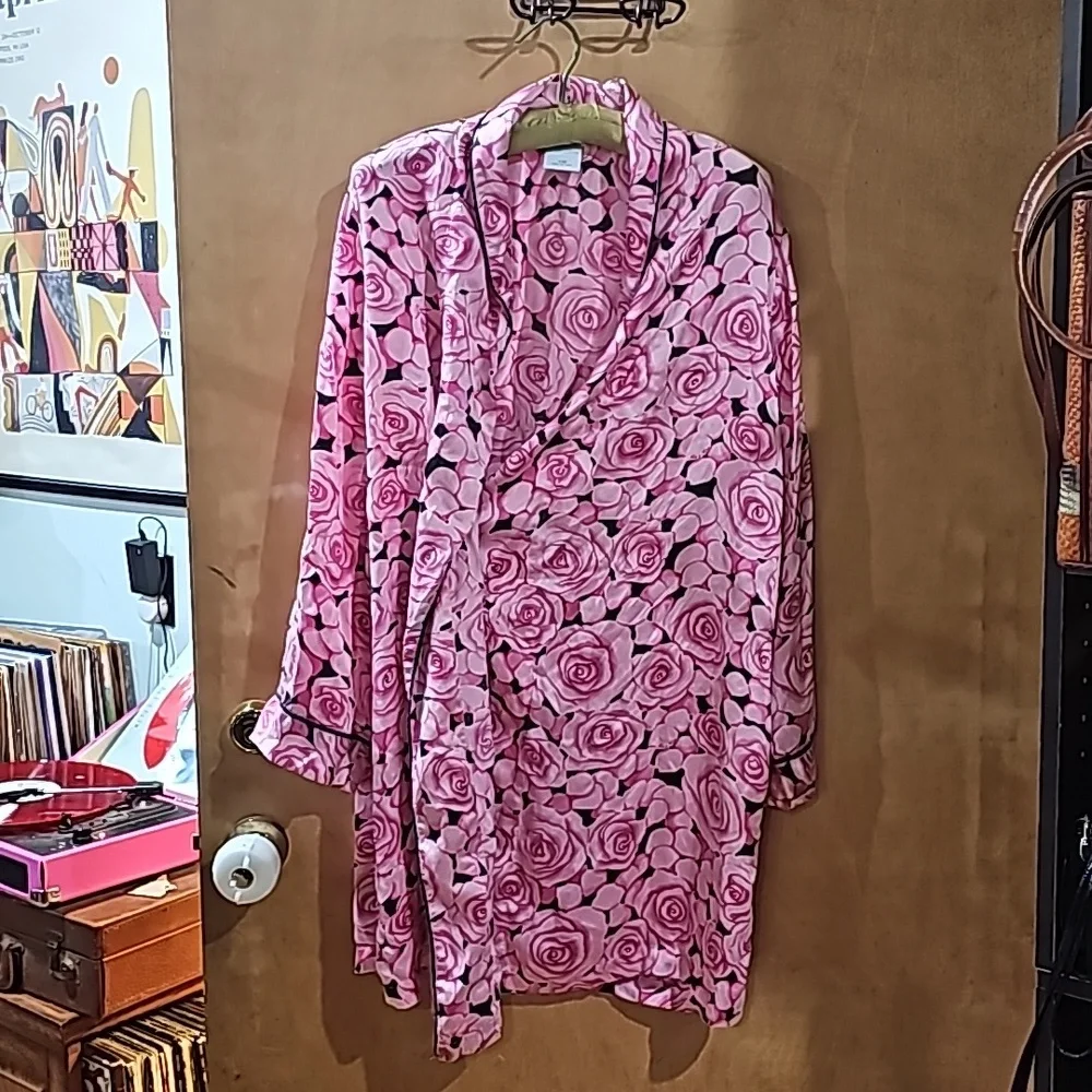 Nick & Nora Silk Rose Robe S/M - Picture 2 of 2